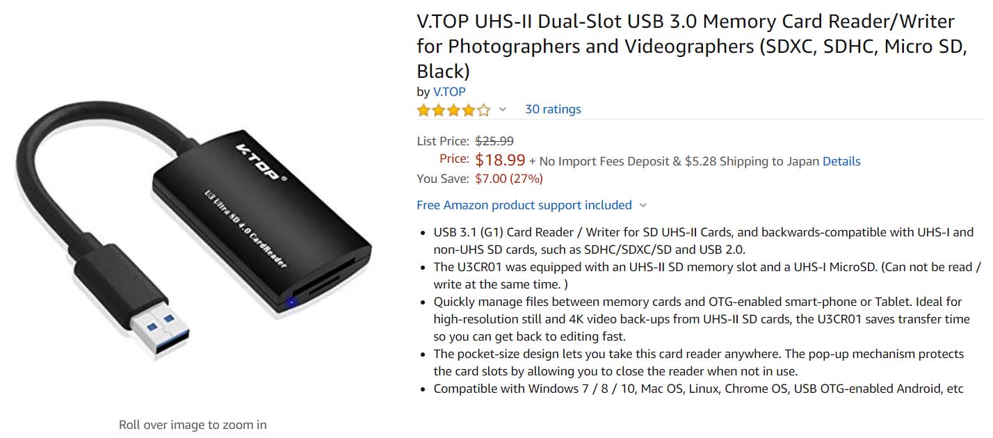 USB 3.0 and supports UHS2