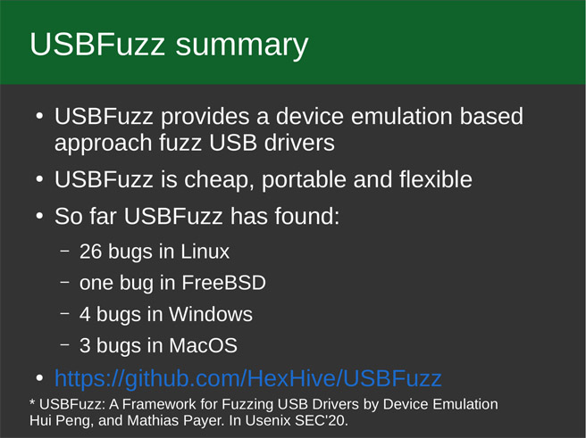 USBFuzz attaches fake usb devices