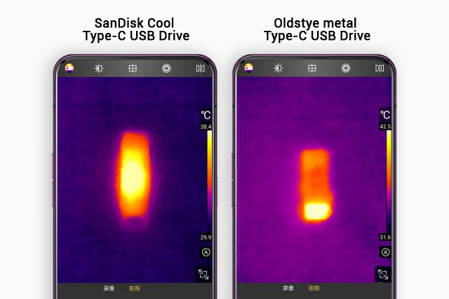 infrared thermal imaging of USB flash