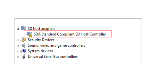 correct SD card driver update